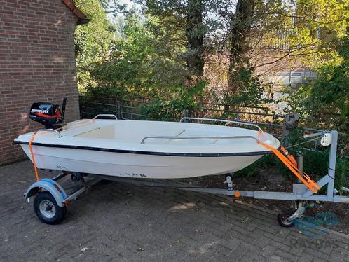 Console bootje met zonnedek / Mercury 5pk / 4-takt / boot /, Watersport en Boten, Vis- en Consoleboten, Gebruikt, Tot 10 pk, Benzine