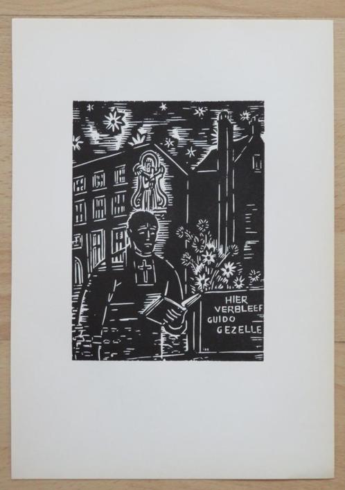 Houtsnede van Frans Masereel: BRUGGE – Verversdijk, Antiek en Kunst, Kunst | Etsen en Gravures, Verzenden