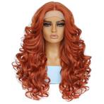Luxe lace front pruik lang krullend haar koperrood, Handtassen en Accessoires, Uiterlijk | Haarverzorging, Verzenden, Nieuw, Pruik of Haarverlenging