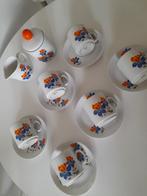 Vintage koffieservies '70 - wit oranje blauw, Antiek en Kunst, Antiek | Servies compleet, Ophalen of Verzenden