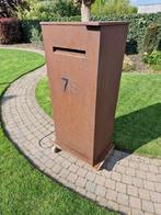 Design pakketbrievenbus van Cortenstaal., Tuin en Terras, Brievenbussen, Ophalen, Zo goed als nieuw, Staal