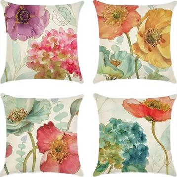 Set van 4 kussenhoezen pastel bloemen print 40x40cm beschikbaar voor biedingen