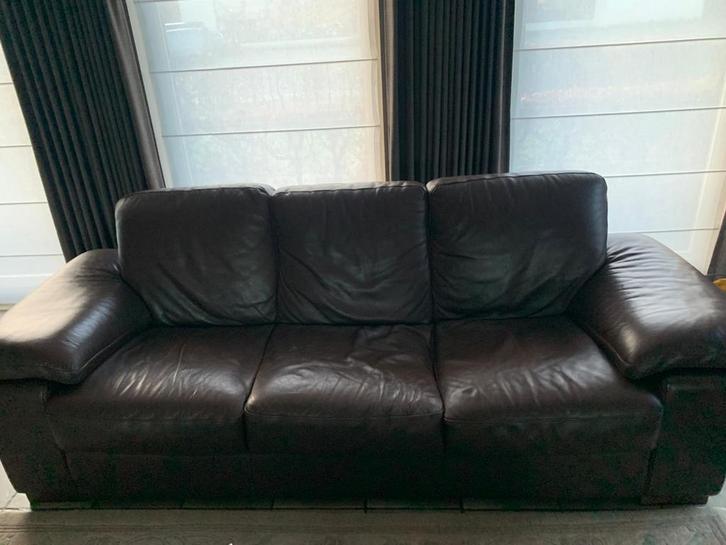 Bruine lederen zetels, Maison & Meubles, Canapés | Salons, Utilisé, Banc droit, Autres dimensions, Cuir, Enlèvement