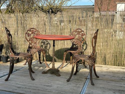 Ensemble de jardin en fonte., Tuin en Terras, Tuinsets en Loungesets, Gebruikt, Loungeset, Overige materialen, 4 zitplaatsen, Stoel