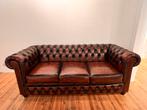 Chesterfield bank 2 zit bruin leder, Huis en Inrichting, Ophalen, Zo goed als nieuw, Driepersoons, Leer