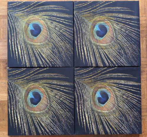 Unieke Set van 4 Kunstpanelen - Pauwenveer Design, Antiek en Kunst, Kunst | Schilderijen | Modern, Ophalen of Verzenden