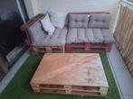 Loungeset europallet rood met tafel en kussens, Jardin & Terrasse, Ensembles de jardin, Enlèvement, Sets de jardin