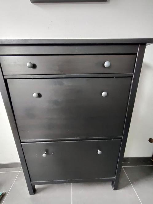 Zwarte schoenkast Hemnes zwart (Ikea), Huis en Inrichting, Kasten | Schoenenkasten, Gebruikt, Ophalen
