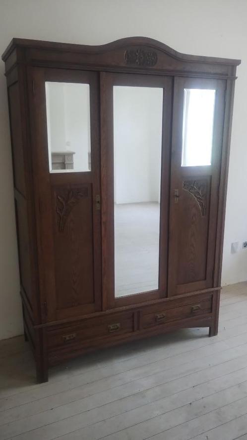 Vestiaire/Kleedkast met spiegel en 2 laden,wegens overlijden, Huis en Inrichting, Kasten | Kleerkasten, Gebruikt, 200 cm of meer