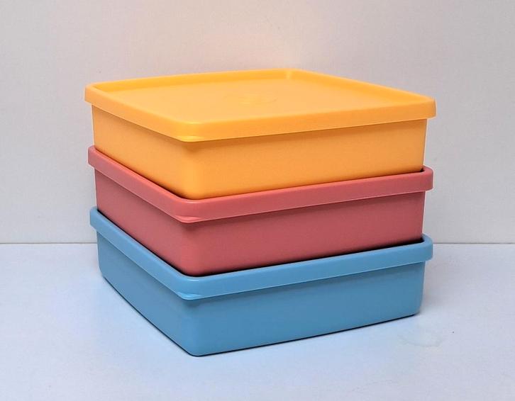 Tupperware Lunchbox « Tartinette » 330 ml x 3, Maison & Meubles, Cuisine| Tupperware, Neuf, Boîte, Bleu, Jaune, Brun, Envoi