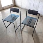 Set 2x Mario Botta Prima chair alias 1980s full black, Ophalen of Verzenden, Gebruikt, Grijs, Metaal
