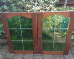 glas in lood' deuren / ramen met paumel scharnieren 65 x 46, Doe-het-zelf en Bouw, Glas en Ramen, Ophalen, Zo goed als nieuw, Glas in lood