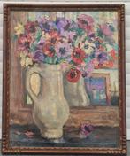 huile sur toile fleur signe jules postel, Antiek en Kunst, Ophalen of Verzenden