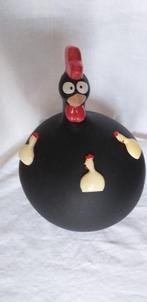 zwarte kip met 3 kippenmagneten, Antiek en Kunst, Antiek | Keramiek en Aardewerk, Ophalen of Verzenden
