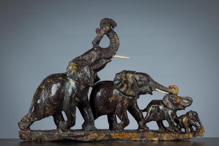 Beeld: Olifanten beeld van Joshua Chirume, Antiek en Kunst, Kunst | Beelden en Houtsnijwerken, Ophalen of Verzenden