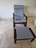 POÄNG Fauteuil en voetenbank, Huis en Inrichting, Ophalen, Gebruikt, Minder dan 75 cm, 50 tot 75 cm