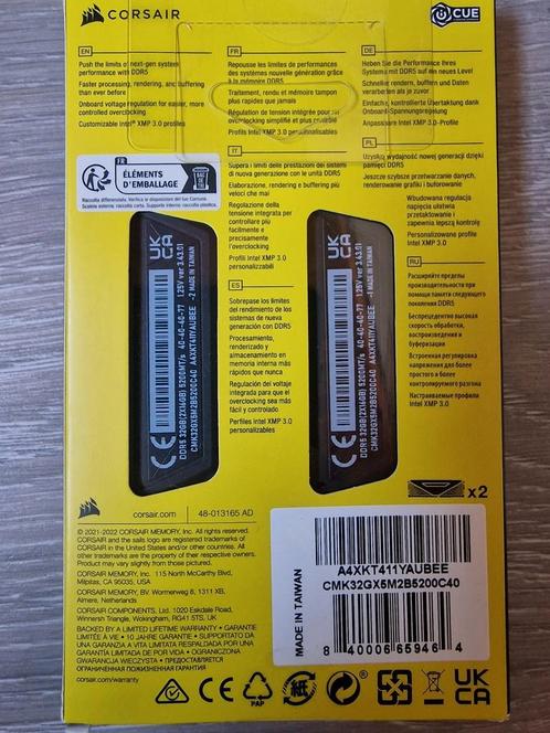 Ram ddr5 vengeance 32GB (16GB chacune), Computers en Software, RAM geheugen, Nieuw, Desktop, 32 GB, DDR5, Ophalen of Verzenden