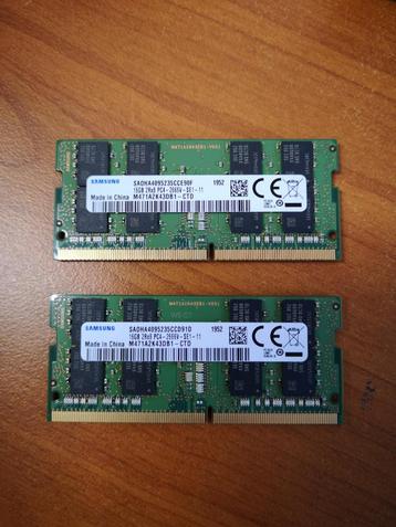 2x 16Go (=32Go) mémoire RAM DDR4 Samsung PC portable DIMM