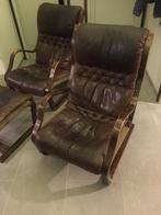 Ensemble de 2 chaises et 1 repose-pieds Koivutaru, Maison & Meubles, Fauteuils, Utilisé, Tissus