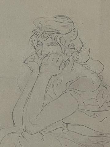 Potloodtekening van Suzanne Crepin (1880-1956) beschikbaar voor biedingen