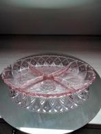retro schaal in rose persglas met 4 vakken antiek, Antiek en Kunst, Ophalen of Verzenden
