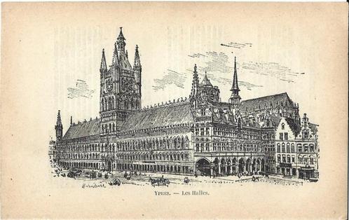 1881 - Ieper de lakenhallen, Antiek en Kunst, Kunst | Etsen en Gravures, Ophalen of Verzenden