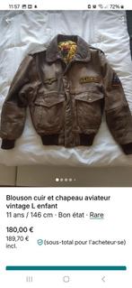 Blouson Cuir Aviateur garçon avec bonnet cuir (rare), Enlèvement, Utilisé, Manteau