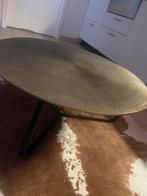Salontafel  rond 80cm.goudkleurig blad, zwart frames staal, Huis en Inrichting, Ophalen, Zo goed als nieuw, Rond