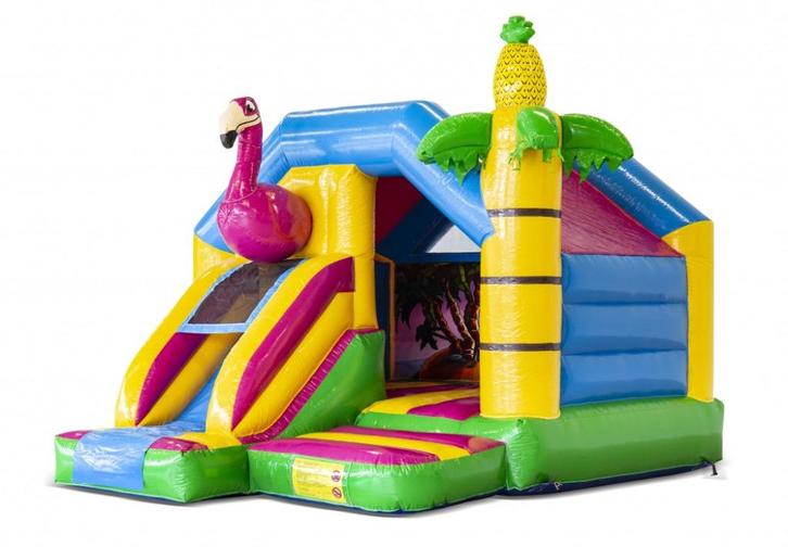 Te koop Springkussen Slide Combo Flamingo, Hobby en Vrije tijd, Feestartikelen | Verhuur, Nieuw, Ophalen