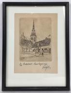 Anderlecht Vieux Béguinage Lithografie 8/100 gesigneerd, Ophalen of Verzenden