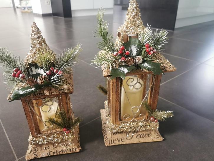 2 x Kerstlantaarn met licht, Diversen, Kerst, Nieuw, Ophalen of Verzenden