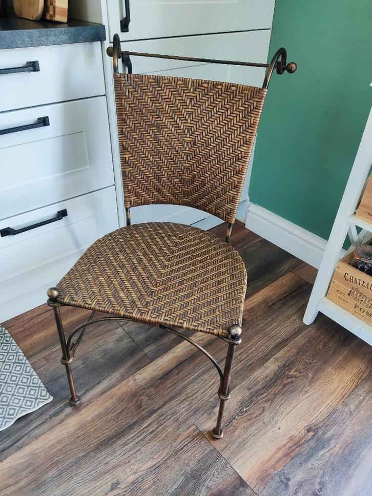 Rotan Stoel met Metalen Frame, Maison & Meubles, Chaises, Utilisé, Une, Métal, Brun, Enlèvement