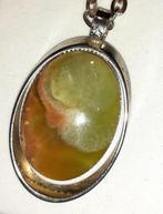 Ketting edelsteen hanger vintage grote oceaan jaspis, Verzenden, Met edelsteen