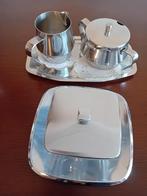 melkkannetje suikerpot boterpot glas/inox, Huis en Inrichting, Keuken | Servies, Overige materialen, Overige typen, Overige stijlen