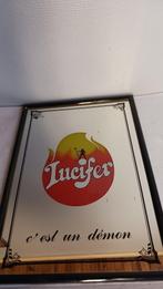 Publiciteitsspiegel " LUCIFER" wIt Bier - RETRO., Ophalen of Verzenden, Zo goed als nieuw, Reclamebord, Plaat of Schild