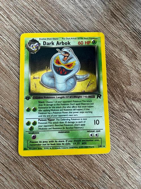Dark Arbok first edition 2/82 - holo Team Rocket Pokémon, Hobby en Vrije tijd, Verzamelkaartspellen | Pokémon, Gebruikt, Losse kaart