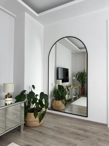 Grote Ovaal Spiegel - Modern Zwart Frame beschikbaar voor biedingen
