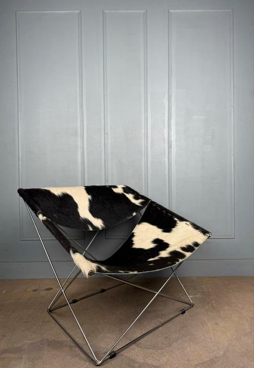 Zeldzame Artifort F675 Butterfly Papillon design fauteuil, Huis en Inrichting, Fauteuils, Zo goed als nieuw, Leer, Metaal, 75 tot 100 cm