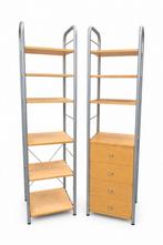 Moderne wandrek set 2m hoog – Metaal & hout – Boekenkast/Bur, Ophalen of Verzenden, Zo goed als nieuw