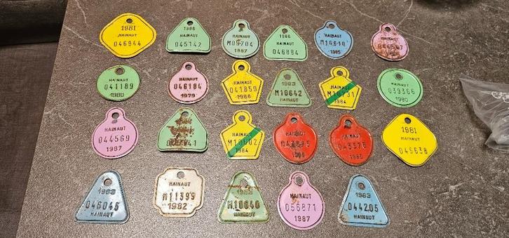 Set vintage fietsplaten, Verzamelen, Sportartikelen en Voetbal, Gebruikt, Ophalen of Verzenden