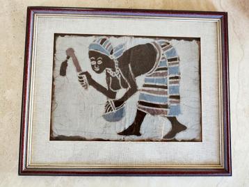 Batik kunstwerk Burkina Faso. Professionneel ingekaderd  beschikbaar voor biedingen