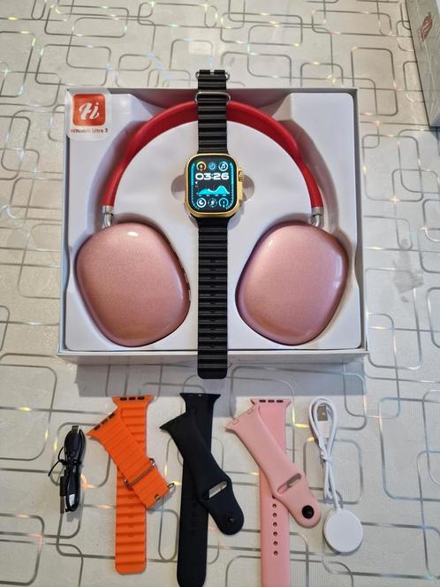 Smartwatch Ultra 3 (49) en Bluetooth-koptelefoon, Audio, Tv en Foto, Hoofdtelefoons, Nieuw, Ophalen