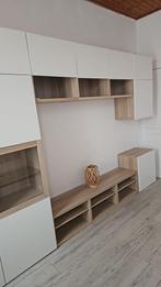 BESTA Rangement TV/vitrines, plaqué chêne blanchi, Ophalen, Zo goed als nieuw, Eikenhout
