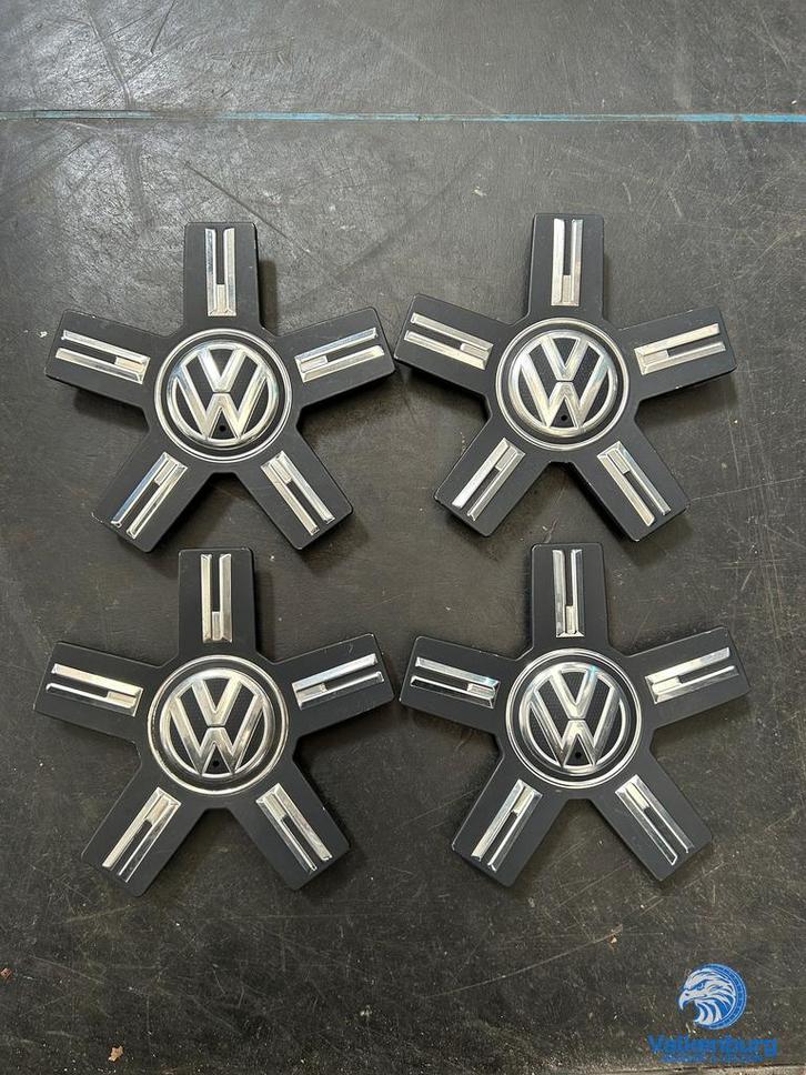 ORIGINELE VW Touareg naafkap naafdop set zwart chroom, Auto diversen, Wieldoppen, Gebruikt, Verzenden