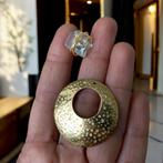 oorbellen blauwe steen verguld met goud 14k, Hangers, Blauw, Nieuw, Ophalen of Verzenden