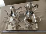Verzilverde koffie/theeset + opdienschotel, Antiek en Kunst, Ophalen, Zilver