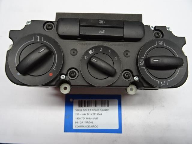 PANNEAU DE COMMANDE CLIMATISATION Golf V 4Motion (1K1), Utilisé, Volkswagen