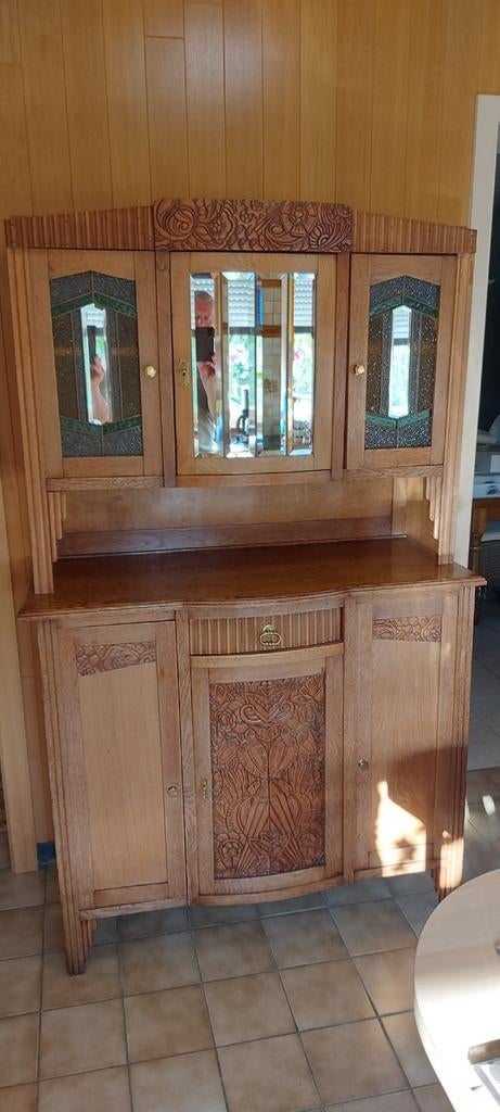 Antieke kast., Huis en Inrichting, Ophalen, Gebruikt, Overige houtsoorten, Met deur(en)