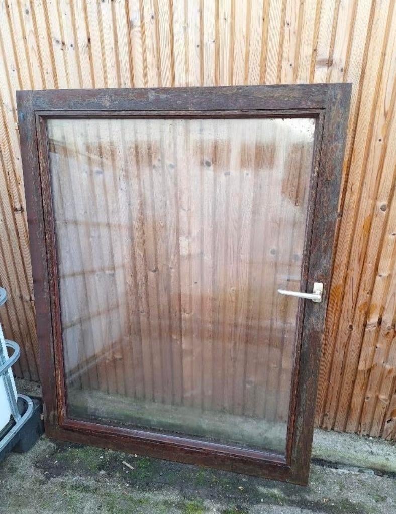 Houten raam, Bricolage & Construction, Double vitrage, 120 à 160 cm, Fenêtre de façade ou Vitre, Enlèvement