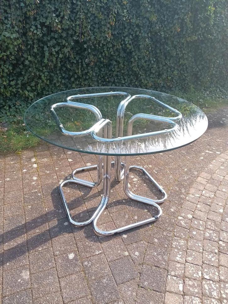 Bauhaus eettafel voor 4 personen, Huis en Inrichting, Tafels | Bijzettafels, Rond, Glas, Ophalen